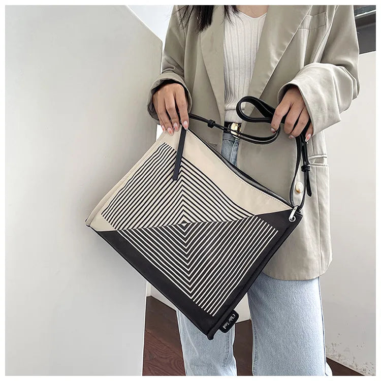 Striped Crossbody Shoulder Bag for Women Casual Female Bag