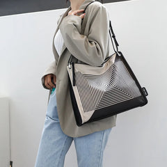 Striped Crossbody Shoulder Bag for Women Casual Female Bag