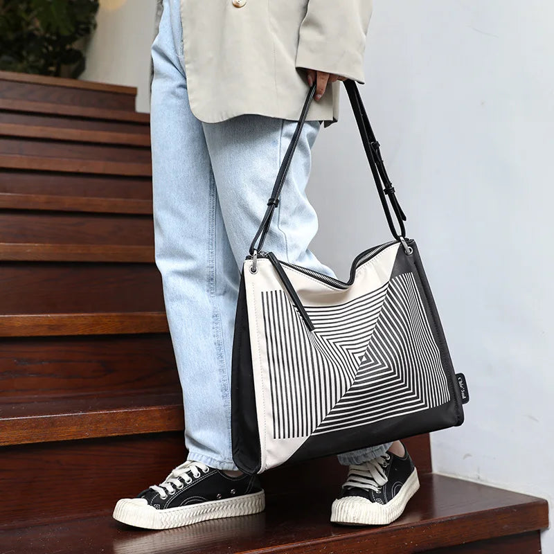 Striped Crossbody Shoulder Bag for Women Casual Female Bag
