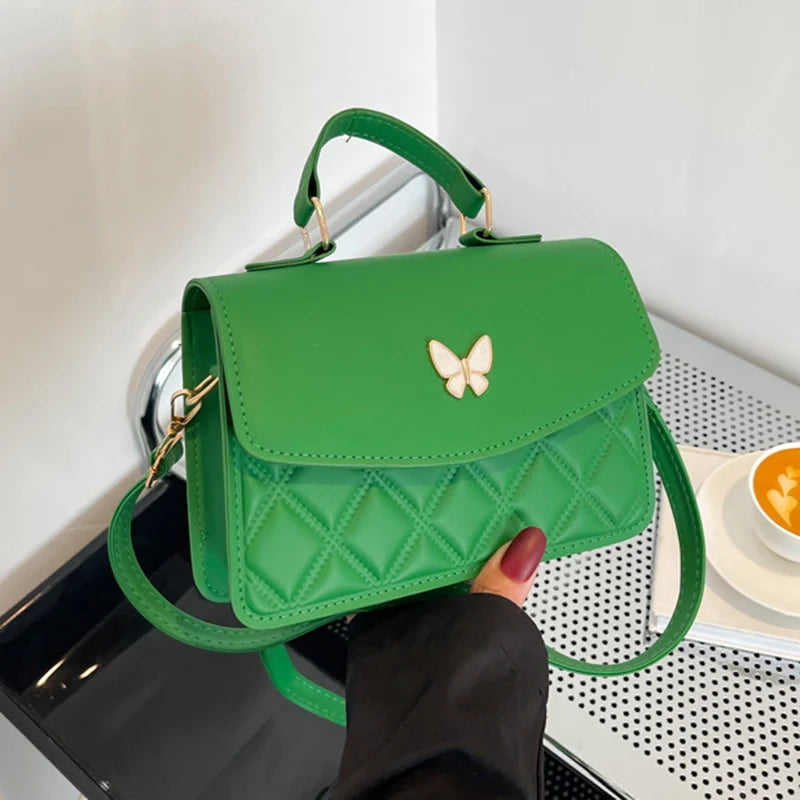 PU Leather Flap Shoulder Bag Small Messenger Handbag Crossbody Plaid Purse
