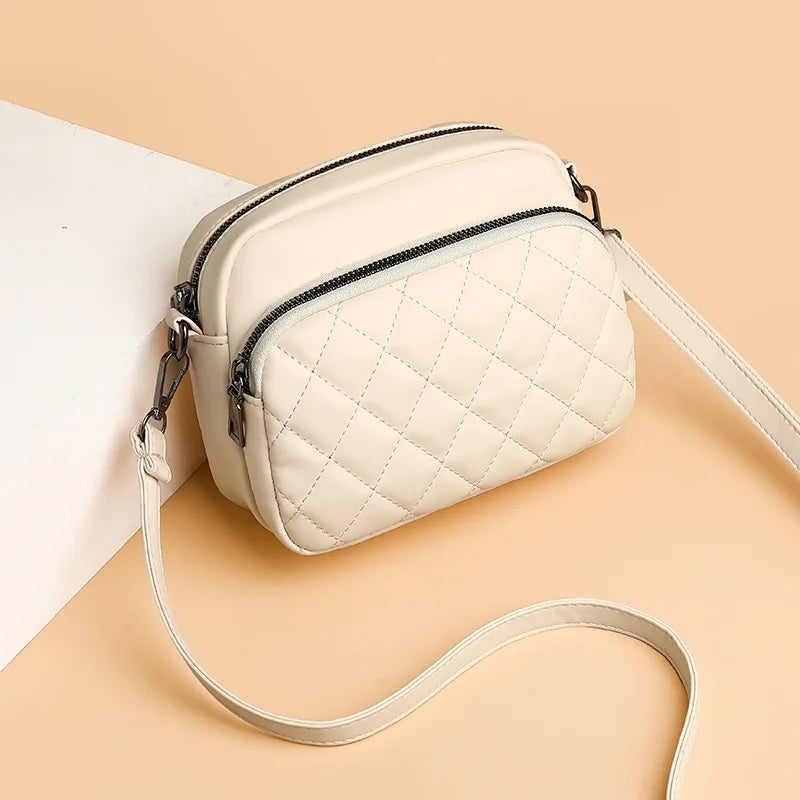 Plaid Shoulder Bag Women PU Leather Crossbody Messenger Phone Purse Handbag