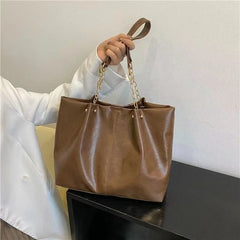 Soft PU Totes Bag For Women Large Capacity Handbags Solid Shopper
