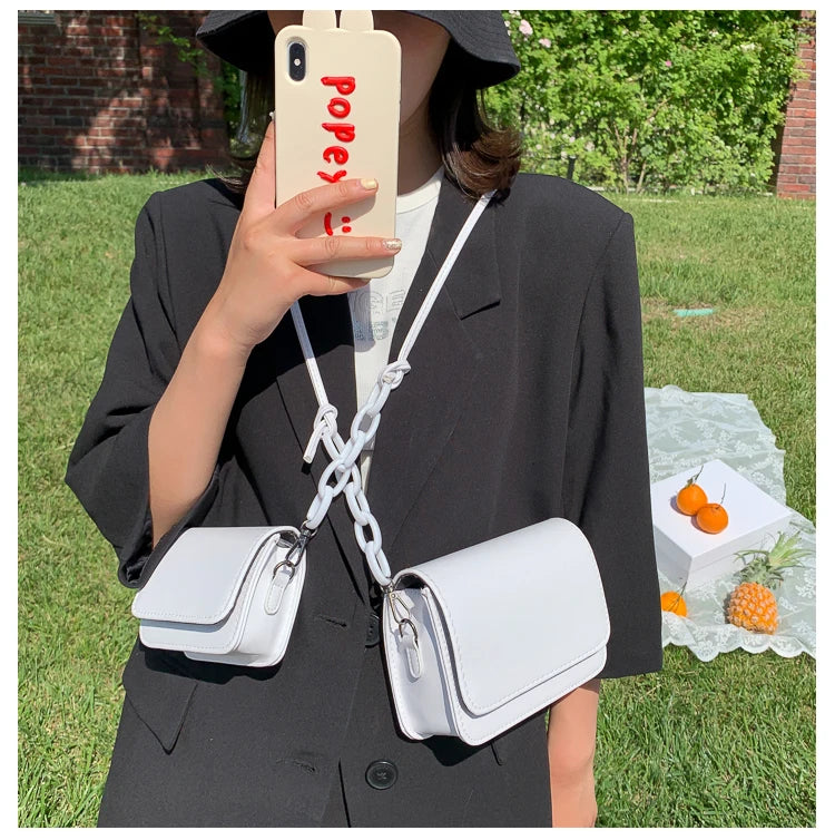 Women Square Crossbody Bags Acrylic Chain Messenger Purse Handbags