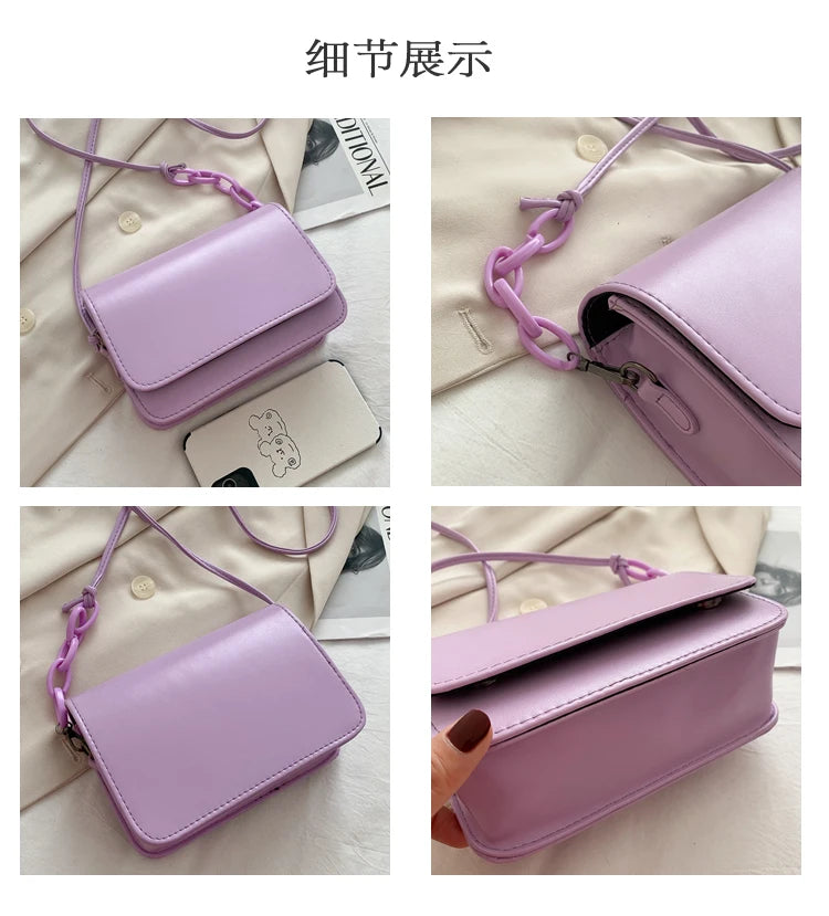 Women Square Crossbody Bags Acrylic Chain Messenger Purse Handbags