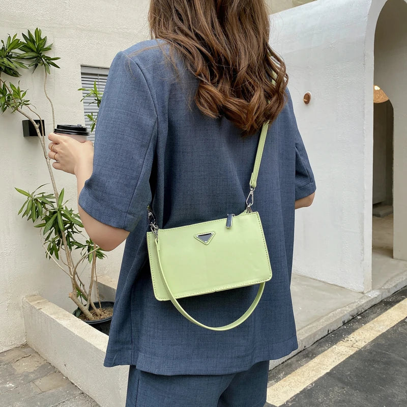 Small Green Leather Shoulder Bag Women Tote Crossbody Messenger Handbag