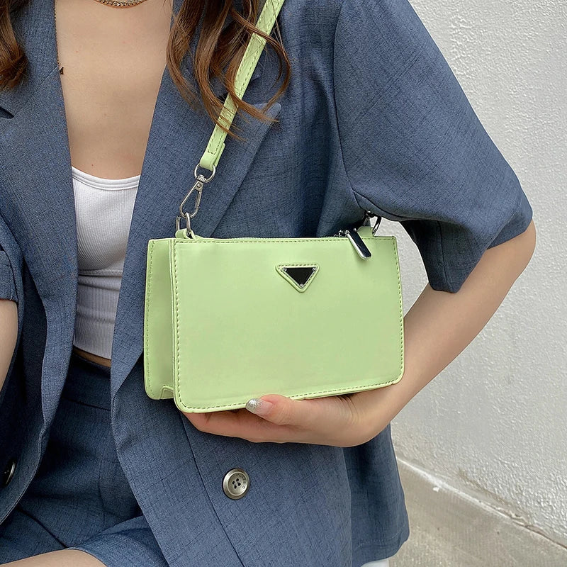 Small Green Leather Shoulder Bag Women Tote Crossbody Messenger Handbag