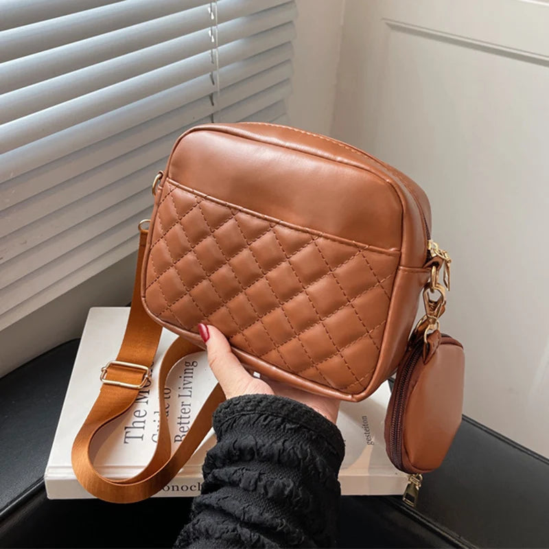 Vintage Plaid Flap Shoulder Bag for Women Crossbody Messenger Handbags