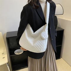 Nylon Quilted Crossbody Bag Large Capacity with Small Purse