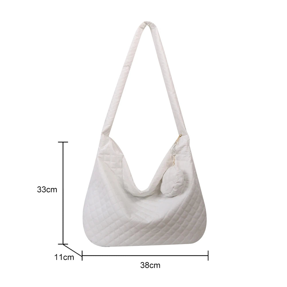 Nylon Quilted Crossbody Bag Large Capacity with Small Purse