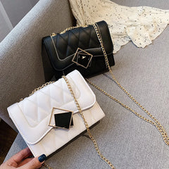 Rhombus Shoulder Bag Geometric Lock Chain Messenger Bag