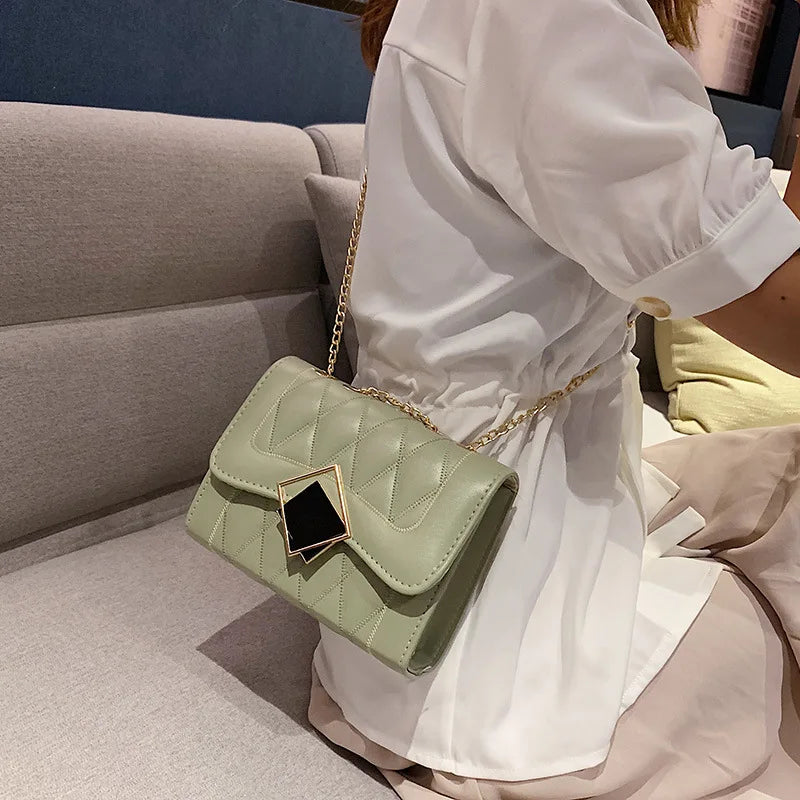 Rhombus Shoulder Bag Geometric Lock Chain Messenger Bag