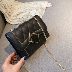 Rhombus Shoulder Bag Geometric Lock Chain Messenger Bag