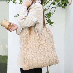 Knitted Wool Handbags Casual Mori Style Woven Shoulder Bag
