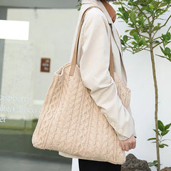 Knitted Wool Handbags Casual Mori Style Woven Shoulder Bag