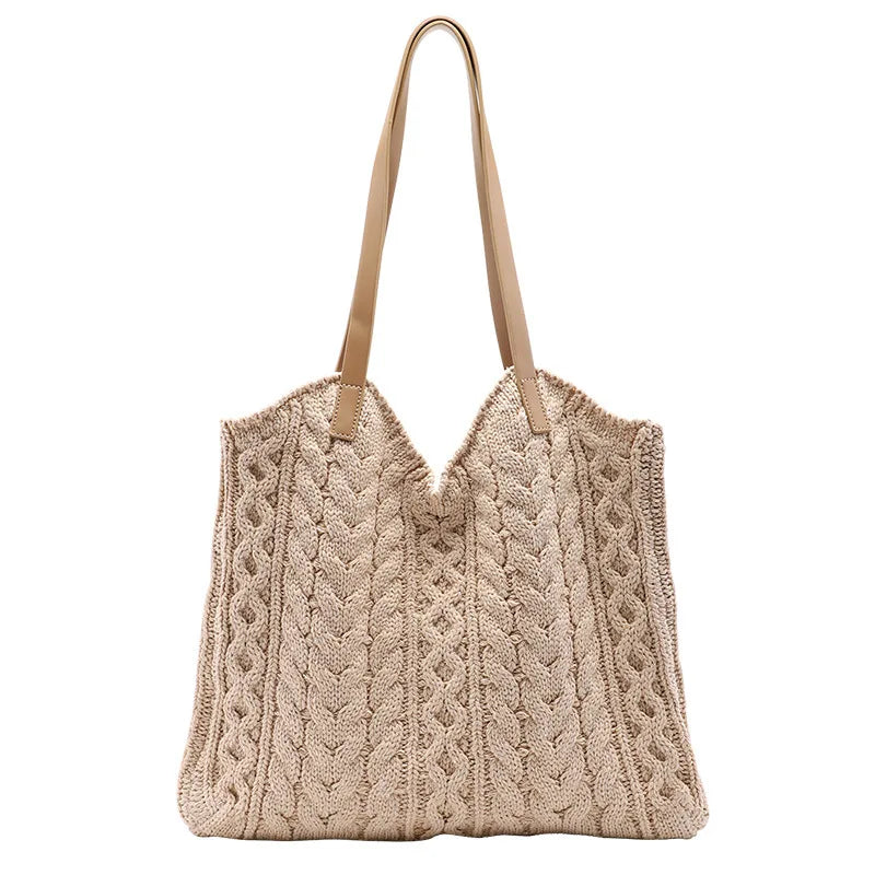 Knitted Wool Handbags Casual Mori Style Woven Shoulder Bag