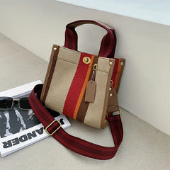 Vintage Striped Tote Bag for Women Large Capacity
