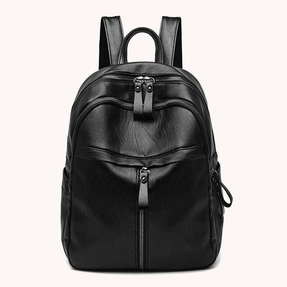 Women's Lightweight Travel Backpack Large Capacity PU Leather Rucksack