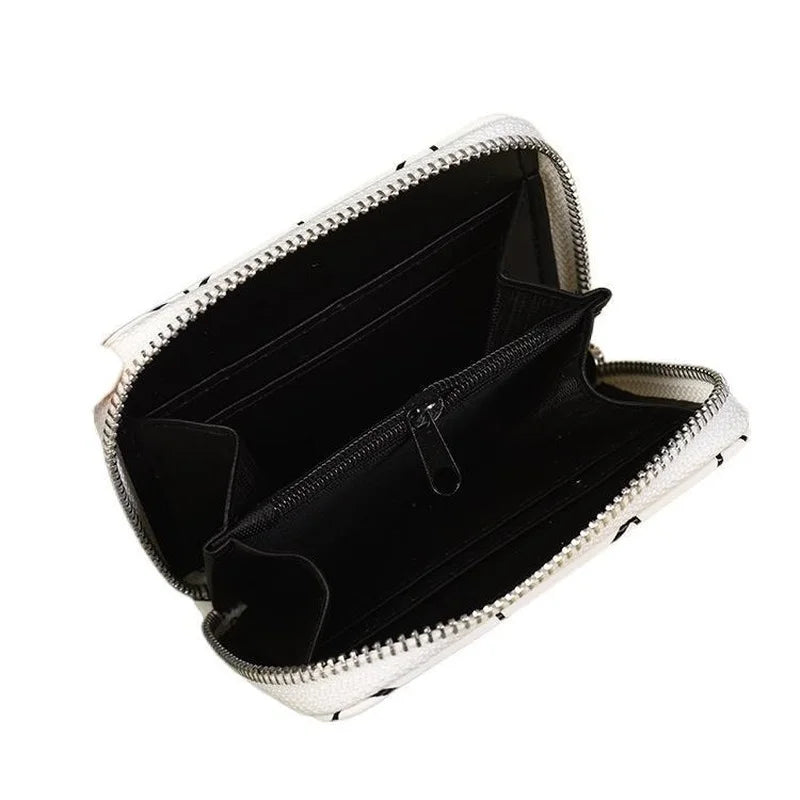 Women's Leather Diamond Wallet with Wrist Strap