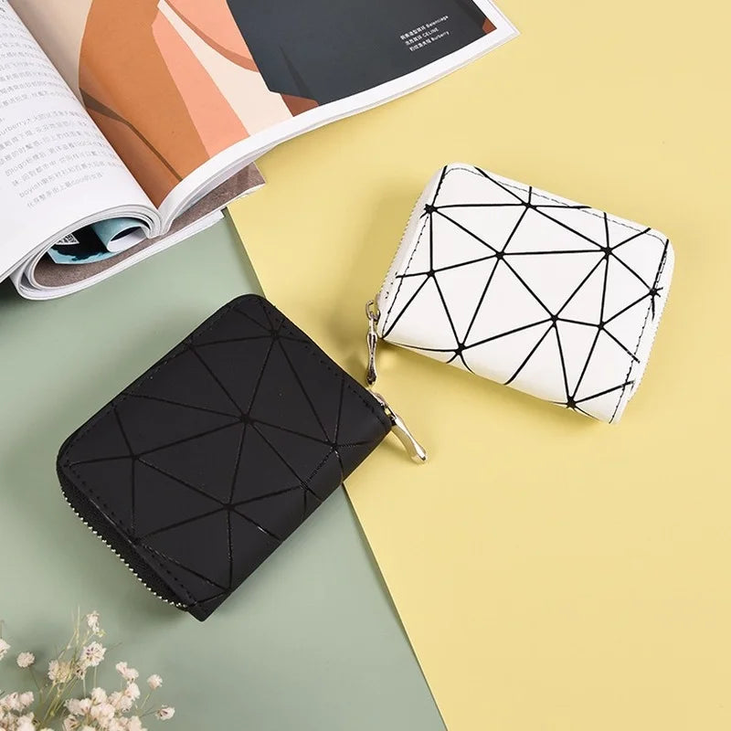Women's Leather Diamond Wallet with Wrist Strap