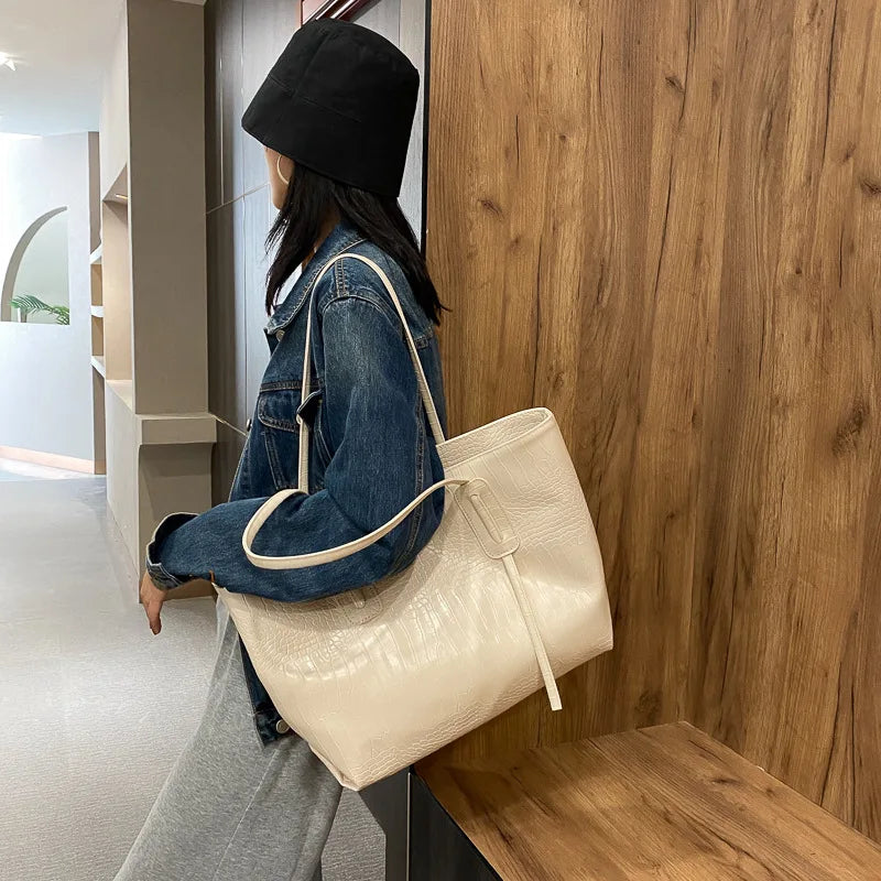Large Capacity Women Tote Bag Shoulder Handbag Portable Shopping Bag