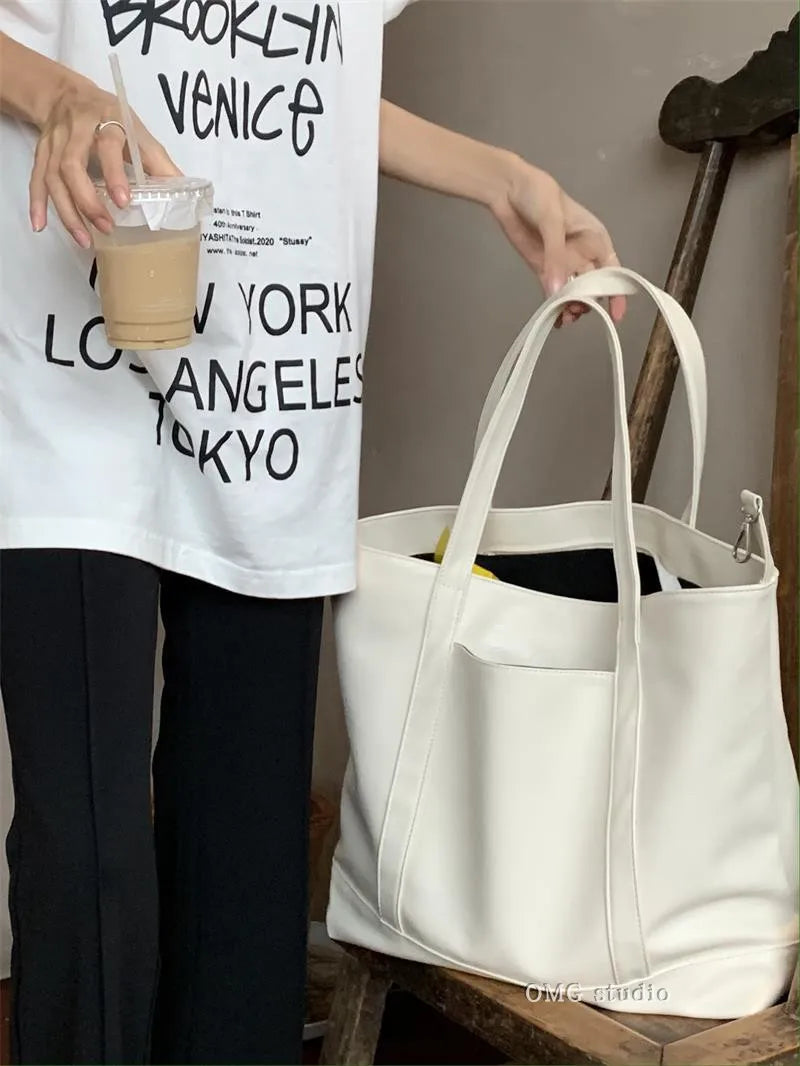 Large Capacity Green Shoulder Bag Soft PU Leather Female Underarm Bags
