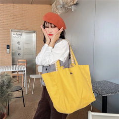 Lattice Double-Sided Shoulder Bag High-Capacity Student Book Shopping Handbag