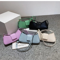 Women's Leather Saddle Crossbody Bag Underarm Shoulder Travel Handbag