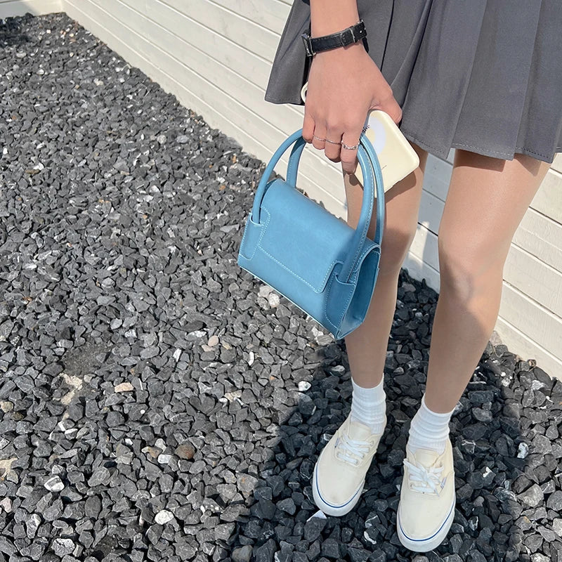 Macaron Women Clutch Pu Leather Shoulder Bag Top Handle Crossbody Bag
