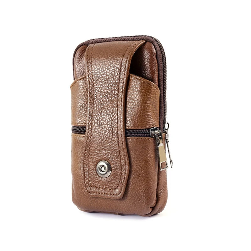Men PU Leather Waist Pack Phone Pouch Bag Classic Crossbody Shoulder Bag