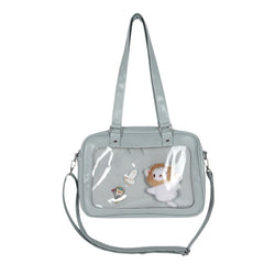 PU Messenger Bag Transparent Shoulder Bag with Zipper Crossbody