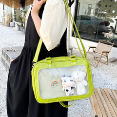 PU Messenger Bag Transparent Shoulder Bag with Zipper Crossbody