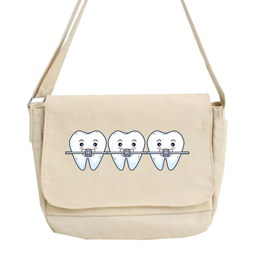 Teeth Printed Messenger Bag Envelope Tote Sweet Cartoon Girl Shoulder Bag