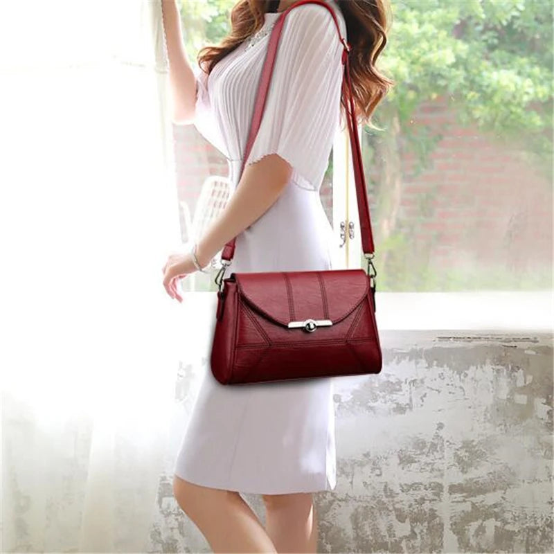 Women Flap Lock Handbags Small Shoulder PU Leather Crossbody Bags