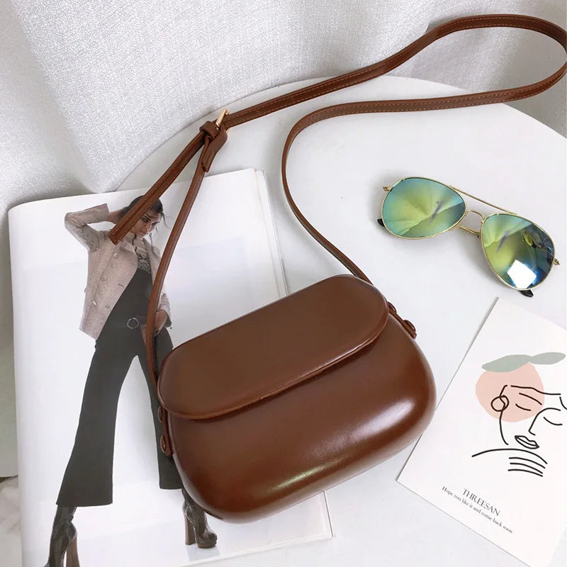 Women's Mini Crossbody Bag High PU Oil Wax Leather Shoulder Messenger Handbag