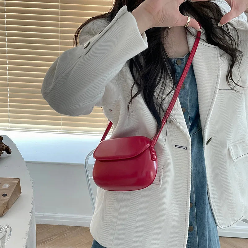 Women's Mini Crossbody Bag High PU Oil Wax Leather Shoulder Messenger Handbag