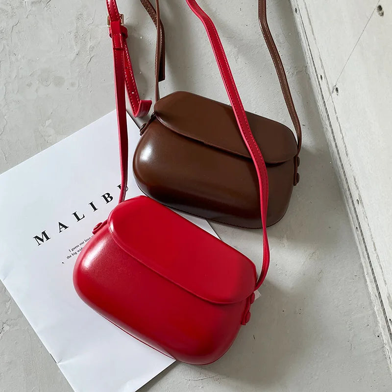 Women's Mini Crossbody Bag High PU Oil Wax Leather Shoulder Messenger Handbag