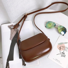 Women's Mini Crossbody Bag High PU Oil Wax Leather Shoulder Messenger Handbag