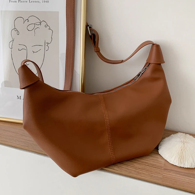 Moon Shape PU Leather Women's Shoulder Bag Handbag Female Shopper Tote Bags