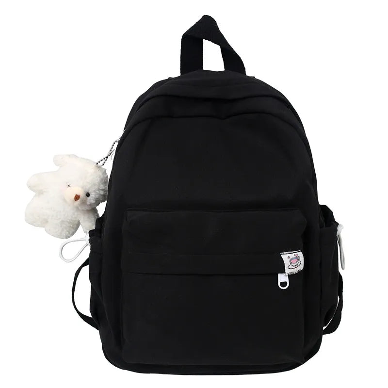 Nylon Women's Backpack Solid Preppy Style School Bag Teenage Girl Large Capacity