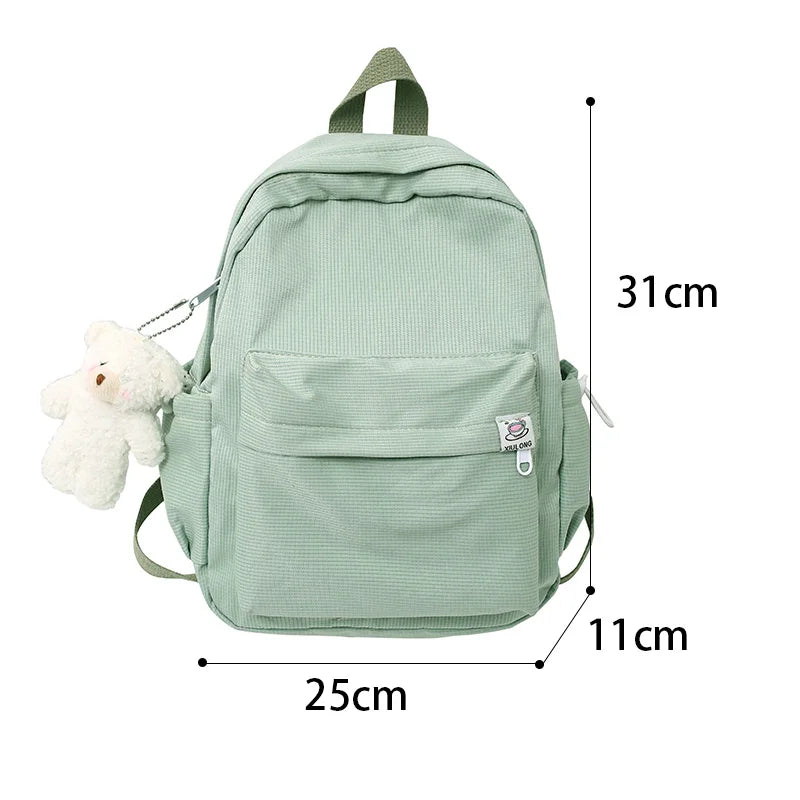 Nylon Women's Backpack Solid Preppy Style School Bag Teenage Girl Large Capacity
