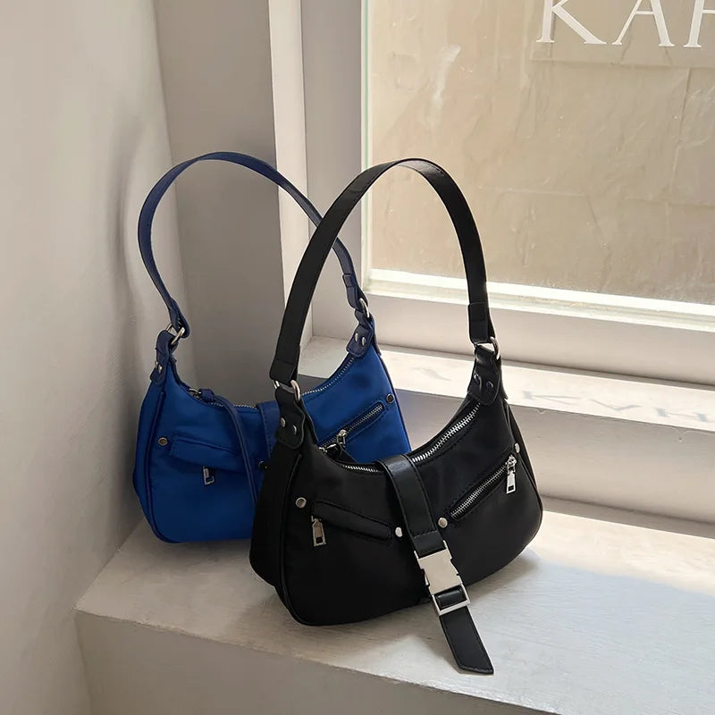 Nylon Women's Underarm Bag Ladies Shoulder Handbag Y2k Small Tote Purse