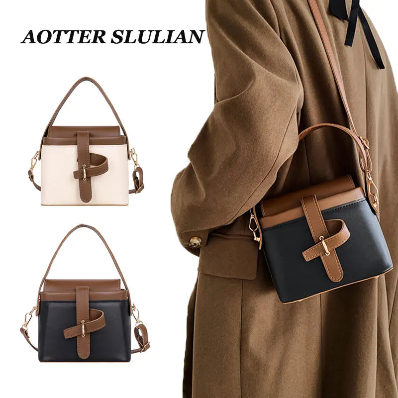 Retro Panelled Women Handbag High Shoulder Bags Crossbody Purse Feminina