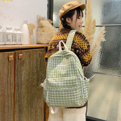 Plaid Backpack Student College Schoolbag Fresh Laptop Bookbag for Teenagers Girl
