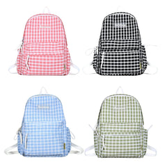 Plaid Backpack Student College Schoolbag Fresh Laptop Bookbag for Teenagers