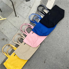 Plaid Double-sided Women Shoulder Bag Casual Canvas Ladies Shopping Handbags