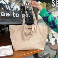 Plaid Double-sided Women Shoulder Bag Casual Canvas Ladies Shopping Handbags