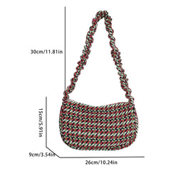 Vintage Half Moon Plaid Tote Bag for Women - Small Casual Shoulder Purse