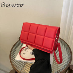 Plaid Women's Bag Vintage Crossbody Square Purses Shoulder Bag