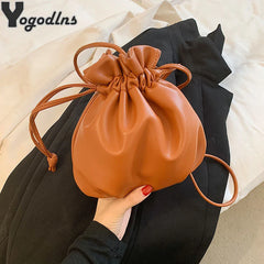 Pleated PU Leather Crossbody Bag Small Purse Handbag for Women
