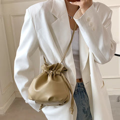 Pleated PU Leather Crossbody Bag Small Purse Handbag for Women